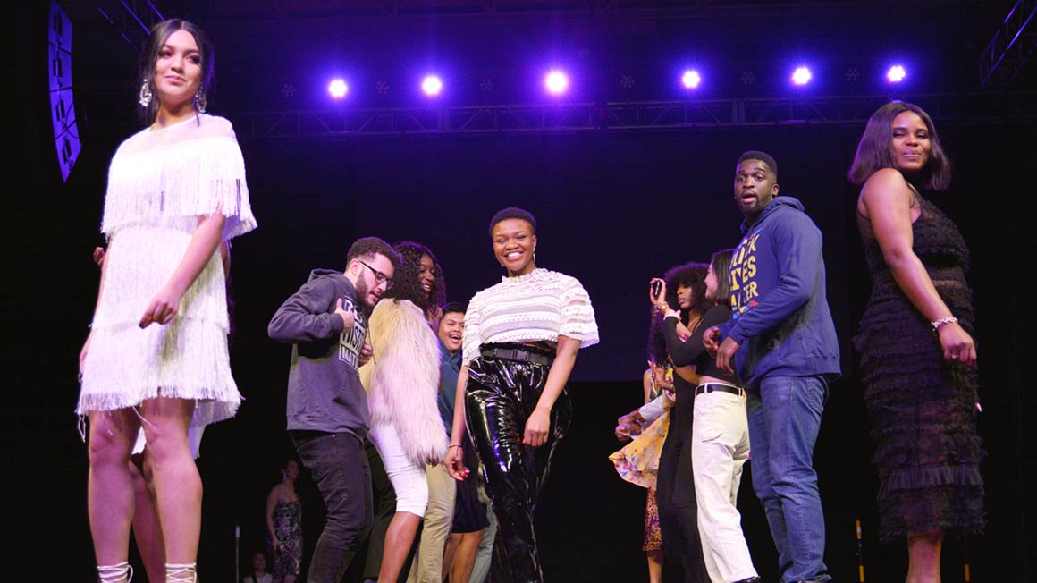 Students on stage during Extravaganza