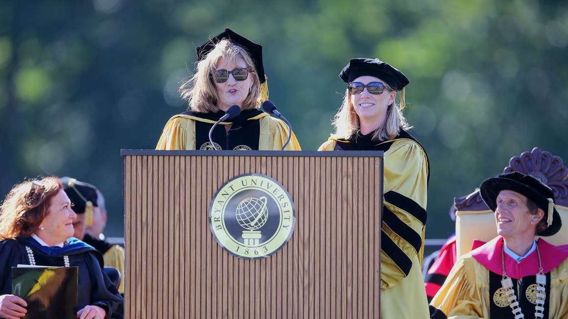 Allison Butler, Ph.D., Professor of Psychology and Director of the Bryant Innovation and Design Experience for All (IDEA) program, and Lori Coakley, Ph.D., Professor of Management