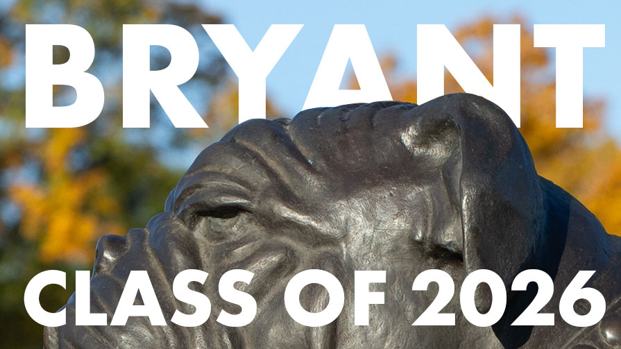 Bryant bulldog statue with the text "Bryant Class of 2026"