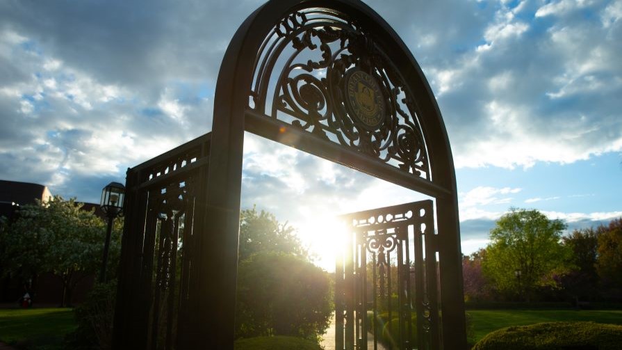 Bryant archway with sun shining through