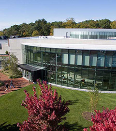     An aerial view of the Quinlan / Brown Academic Innovation Center at Bryant University.
