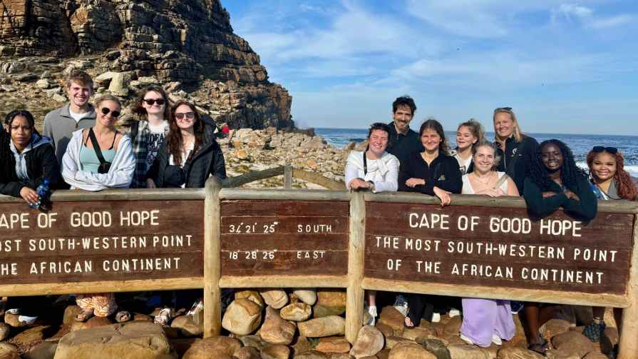 Bryant students on top of South African mountain.