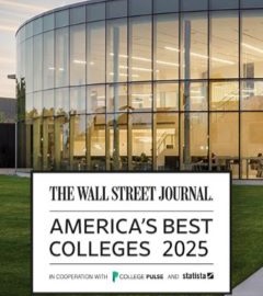     Wall Street Journal logo atop the Quinlan / Brown Academic Innovation Center
