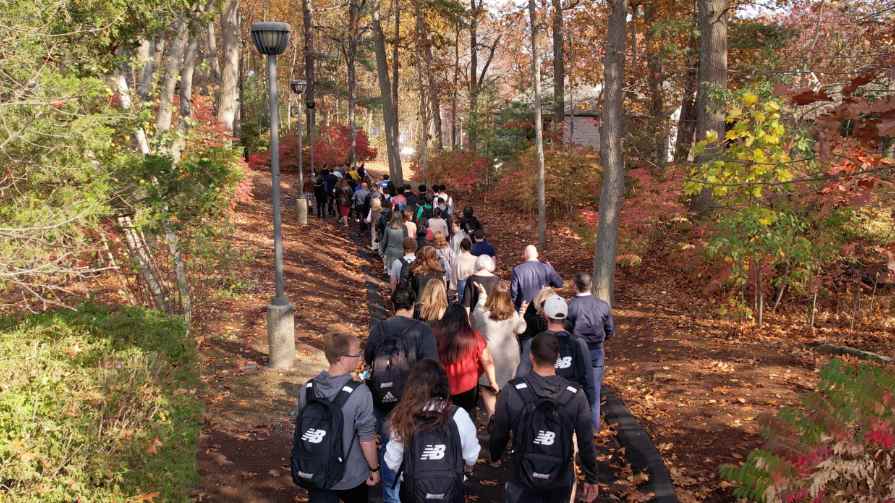 Students take walking path to BELC.