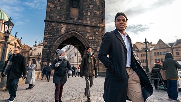 Tyler Haskins '24MBA at the Charles Bridge.