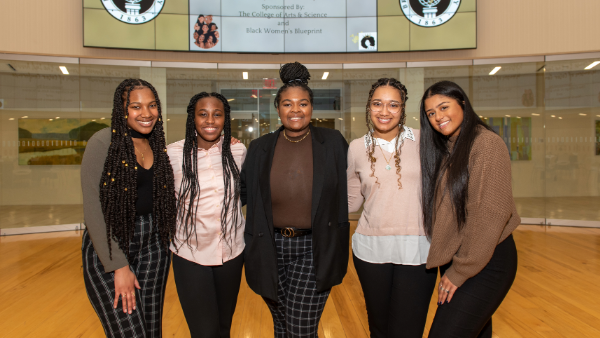 Five Bryant students at Women of Color Conference.