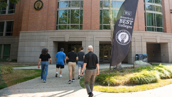 Bryant University alumni tour of the new new Business Entrepreneurship Leadership Center.