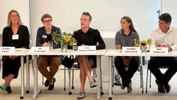 Joey Leszczynski ’23 discusses the value of student/faculty research partnerships at Bryant University's Research Retreat