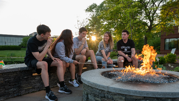students by firepit