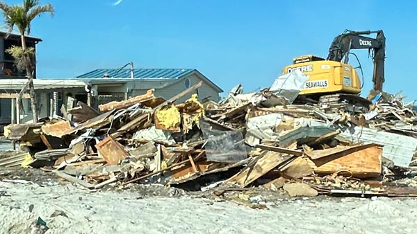 Home in rubble in Pine Island, FL