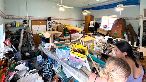 Demolished home interior in Pine Island, FL